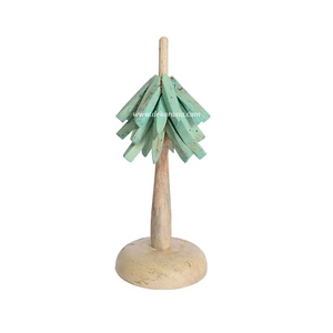 Christmas Tree Tamarind Wood Stand with Green Color Decorative Ornaments for Your Festive Christmas Tree Accessories