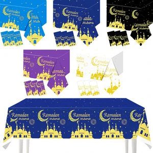 Ramadan Party Supplies Ramadan Mubarak Tablecloth TableCover White Black Blue Purple Ramadan Tablecloth Muslim Islamic Festival