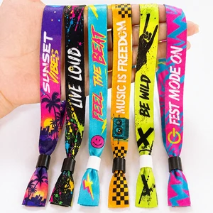 Custom Logo Sublimation Printed Fabric Cloth Festival Party Wrist Bands For Events Entrance Ticket