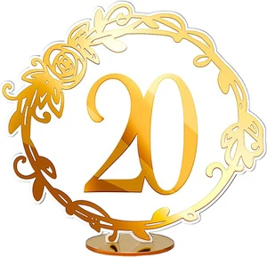 Acrylic Table Numbers with Stands Gold Place Cards Seating Stable Chart Sign for Wedding Reception Dinner Birthday Party