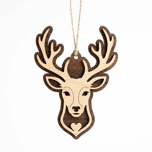 Retro Double Layer Wood Reindeer Head | Custom 3D Animal Head Ornament | XIAOYAN AW065 Wholesale Holiday Decor & Supplies 2026