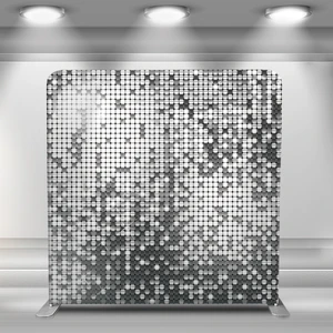 Silver Sequin-Style Tension Fabric Backdrop Display Wall Portable Photo Booth Background For Events Exhibitions Dye Sublimation