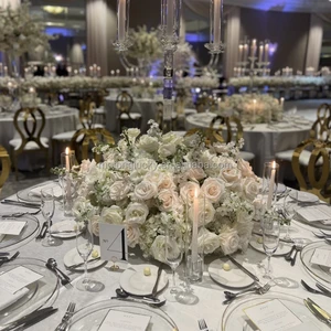 Wedding Decoration 50cm 60cm Small White Rose Ring Garland Flower Ball Artificial Table Centerpiece for Wedding Decor