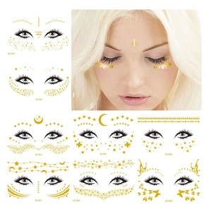 Face Tattoos Sticker Butterfly Star Freckle Metallic Temporary Tattoo for Women Girls Makeup Dancer Costume Party