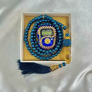 Dark Blue Color Zikrmatic Tasbeeh Gift Set Digital Tasbeeha Counter Sets for Muslim 2025 Hot Selling Islamic Wedding Eid Gifts