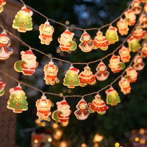 New Battery Plastic LED Christmas Santa Snowman Christmas Tree String Lights Warm White Flashing Window Decorative Lights