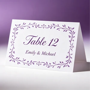 Custom Folded Table Number Cards, Floral Border Printed for Wedding, Banquet & Event Seating