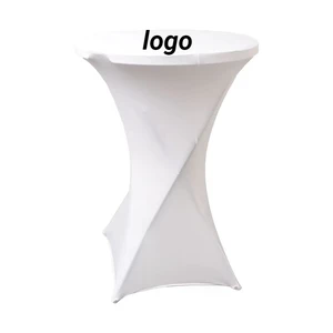 Promotion Custom Logo High-End Hotel Wedding Decoration Cocktail Bar Set Solid Color Polyester Round Banquet Elastic Table Set