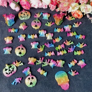 Mixed Shape Bismuth Pumpkin Bat Ghost Skull Crystal Crafts for Halloween Decoration