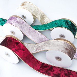 ZSY High Quality 50mm 63mm Christmas Ribbon Velvet Wired Edge Decorative Gifts Wired Ribbon