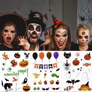 High Quality Non-Toxic Halloween Makeup Tattoo Decoration Sticker for Kids Factory Price Temporary Face Application Safe Paper
