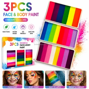 Bulk Professional Water-Based Non-Toxic Split Cake Face Paint Palette Kit All-In-One Matte & Glitter Colors