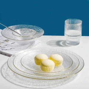 New Transparent Glass Eco-Friendly European Style Charging Plate Fruit Salad Tableware Set Party and Table Decorations