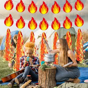 Fireman Paper Banner Flame Hanging Swirls Streamer Firefighter Photo Booth Prop Supplies Favors Gatherings Celebrations Decor
