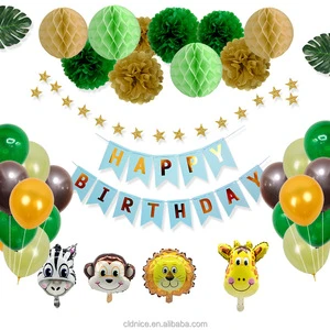Nice Jungle Forest Animal Theme Birthday Halloween Graduation Decoration Balloon Set Tiger Zebra Monkey Safari Arch Kit for Kids