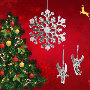 BINLU Christmas Ornament Set Snowflake and Angel For Christmas Tree Decoration
