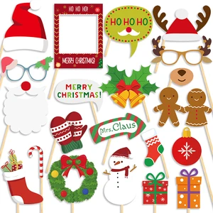 20Pcs Christmas Wedding Party Photo Booth Props with Sticks Colorful Photo Studio Props