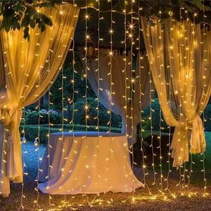 Hot Sale LED Safety Curtain Light 3*3M 300L Christmas Fairy String Light Ip44 Outdoor Home Wall Window Party Wedding Decoration