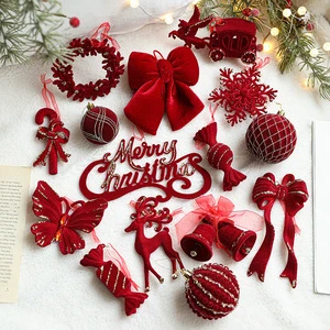 High Quality Flocked Plastic Christmas Ornament Decorations-Modern Snowflake Candy Pendants Hanging Ornaments