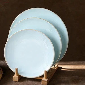 Wholesale Cheap Melamine Dinnerware Dinner Plates For Restaurant Hotel Wedding Home Gold Rim Plate Dish Sets