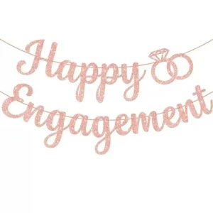 Glitter Happy Engagement Banner for Bachelorette Party Decor Engagement Celebration Bride to Be Party Wall Decorations