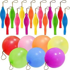 Assorted Color Heavy Duty Party Favors for Kids Bounce Balloons with Rubber Band Handle for Birthday Party