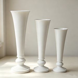 White Shape White Giant Floor Standing Vase, Antique Glass Floor Vases For Wedding Design,Indoor Decoration Floor Vases