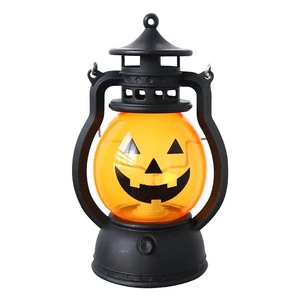 Party Funny Atmosphere Props New Halloween Christmas Metal Lantern Portable Pumpkin Skull Decorative Led Lighted Lamp