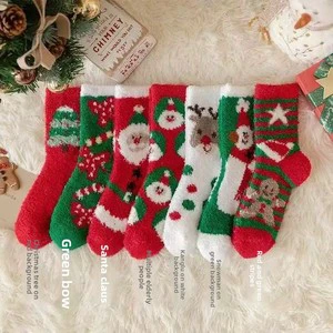 Cute Cartoon Red Christmas Stockings Long Xmas Gift Socks Home Winter Fireplace Hanging Decor Holiday Party Family Gift Ornament