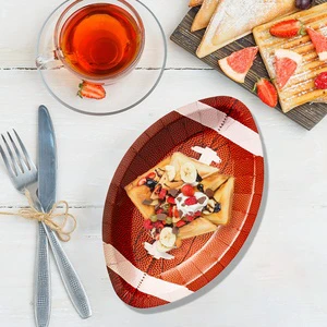 Sports Series Rugby Birthday Party Shaped Biodegradable Disposable Paper Plates Holiday Decoration Set