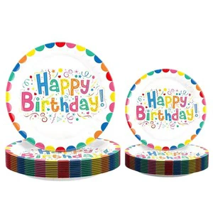 Colorful Balloons Happy Birthday Party Decorations Paper Cups Paper Plates Holiday Decorations Festive Tablecloths Decorations