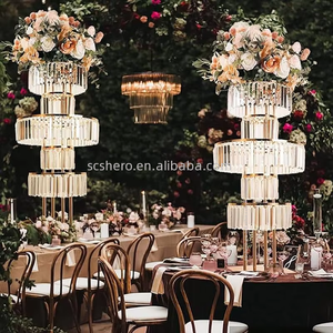 Modern large metal support high quality wedding center decoration hanging acrylic decoration aisle T stage decoration
