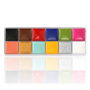 12-Color Waterproof Oil Body Painting Makeup Palette Set for Kids Special Effects Joker Design Safe and for Halloween
