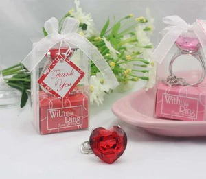 Cheap Home Party Favors Wedding Gifts Crystal Ring Shape Keychain Key Accessories Wedding Favors and Gifts for Guest