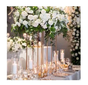 Set of Two Different Size Metal Gold Wedding Table Centerpiece Event Road Lead Wedding Decoration Flower Stand Centerpiece