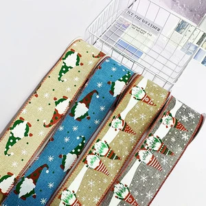 Linen Christmas Tree Ribbon Decoration 5 Yards Length China Origin Party Supplies No Printing