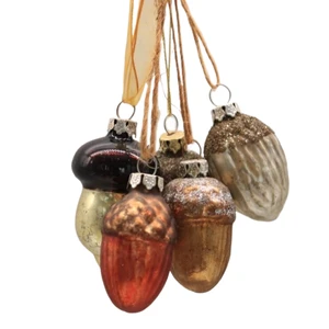 Mini Glass Christmas Tree Ornaments Acorn Shape 6cm Vintage Finish Indoor Use