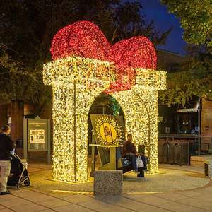 Giant Commercial LED Christmas Gift Box Archway Walk-through Photo Prop Motif Light Outdoor Event Plaza Lighting Decoration