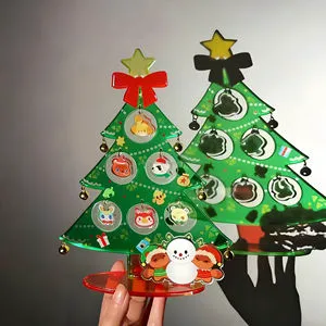 Custom Eco-friendly Acrylic Double Sided UV Printed Christmas Gift Custom Logo Tabletop Decoration Christmas Tree Shape Standee