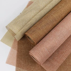 High-end Colorful Mesh Rolls Linen Fabric Fresh Bouquet Packaging Rolls Handmade DIY Material Mesh For Floral Wrapping