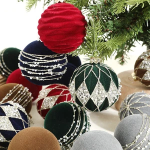 C-379 6cm Christmas Tree Stand Accessories Set 16pcs Flocking Natal Day Decoration Ball Pendant Premium Christmas Accessory