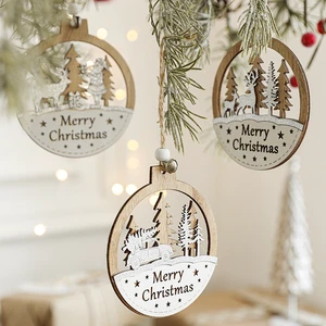 Wanuocraft Handmade Christmas Wooden Hanging Ornaments 100pcs New Style European Style High Quality Environment-Friendly