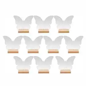 Clear Acrylic Wedding Butterfly Seating Card with Wood Base Table Sign for Banquet Reserved Signs Seating Chart