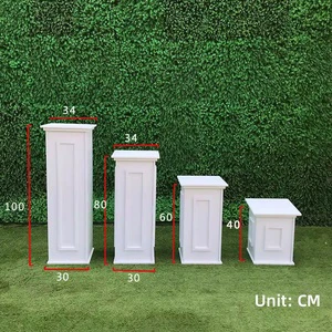 Hot Selling PVC Wedding Aisle Decor White Dessert Table Display Square Column Flower Stand for Scene Decoration