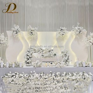 Luxury Wedding LED Backdrop Event Stage Decoration White 3D Acrylic PVC Wave LED Light Wedding Backdrop Panel