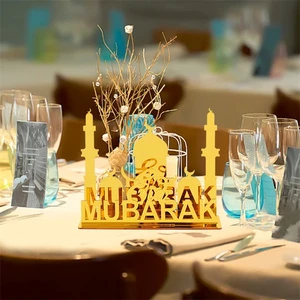 Muslim Party Supplies Eid Mubarak Ornament Home Decoration Table Ramadan Crafts Gift Golden Moon Star Mirror Crescent