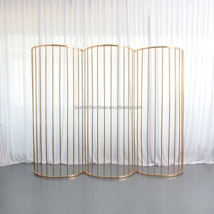 Wedding Arch Stage Decoration Metal Frame Set Party Background Gold Flower Display Curved Backdrop Stand for Wedding Events