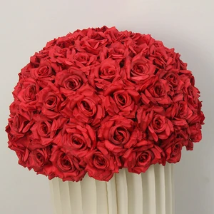 Red Rose Artificial Flower Ball Wedding Table Centerpieces Aisle Decor Silk Floral Arrangement for Party Event Home Display