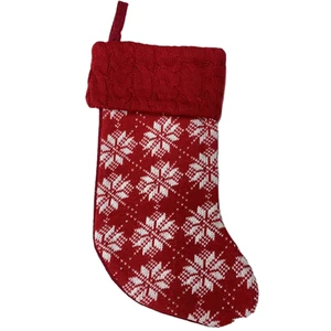 18Inch Snowflake Pattern Knitted Christmas Stockings Big Fat Size Christmas Stocking Decoration