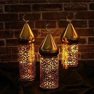 Ramadan Supplies Middle East Mosque Retro Metal Lamp Battery Powered Durable LED Light Home Ornament Muslim Islam Eid Mubarak